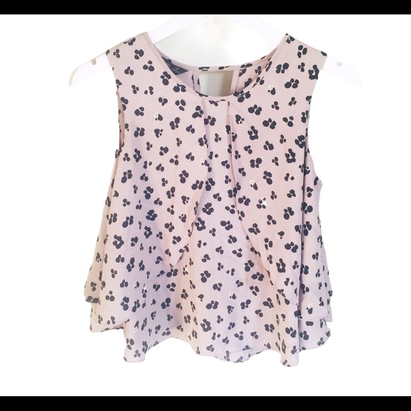 ZARA BASIC Print Flutter Sleeveless Blouse With Open Back Mocha/Tan Size XS - Picture 5 of 13